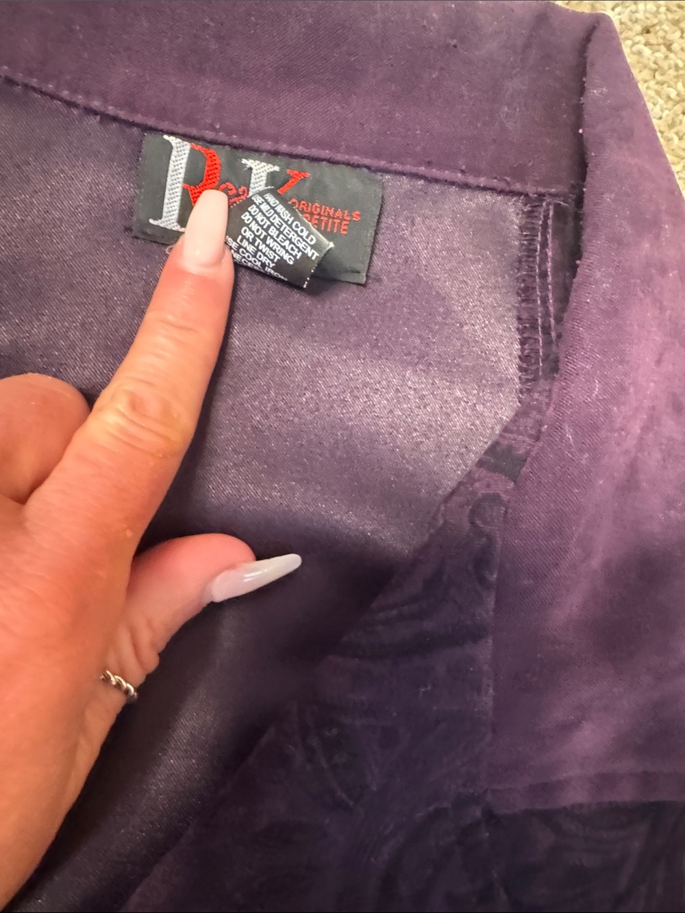 R&K Purple Paisley Button-Front Women's blazer Jacket career suede feel SZ 12 - Picture 6 of 7